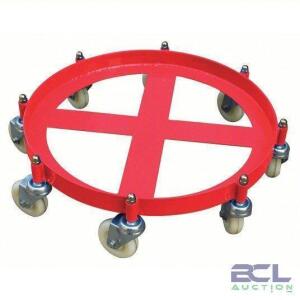 DESCRIPTION: (1) CROSS-BRACE DRUM DOLLY WITH SUPPORT RING BRAND/MODEL: PART NUMBER #48J136 INFORMATION: 2000 LB LOAD CAPACITY SIZE: 55 GAL RETAIL$: $1