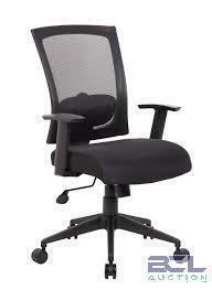 DESCRIPTION: (1) MESH BACK OFFICE CHAIR BRAND/MODEL: BOSS #B6706-BK INFORMATION: BLACK WITH MESH BACK MUST COME INSPECT SIZE: 27"D x 25"W x 43"H RETAI