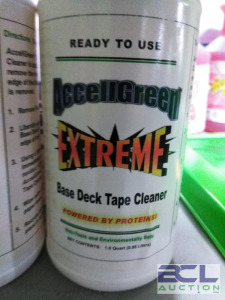 DESCRIPTION: (6) BASE DECK TAPE CLEANER BRAND/MODEL: ACCELLGREEN EXTREME SIZE: 1 QT RETAIL$: $8.00 EA QTY: 6