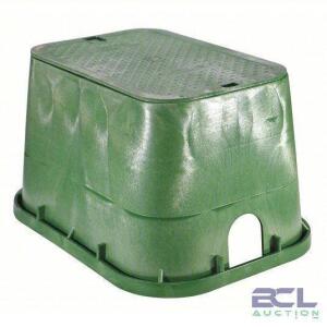 DESCRIPTION: (1) VALVE BOX BRAND/MODEL: 52XA07 INFORMATION: GREEN SIZE: 12-3/4HT 15-1/8 WD 19 T RETAIL$: $44.32 EA QTY: 1