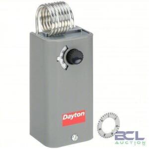 DESCRIPTION: (1) LINE VOLT MECHANICAL TSTAT BRAND/MODEL: DAYTON #1UHH2 INFORMATION: HEAT OR COOL SIZE: 30° to 110°F, RETAIL$: $134.91 EA QTY: 1