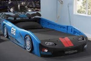 DESCRIPTION: (1) TWIN RACE CAR BED BRAND/MODEL: DELTA CHILDREN #15734 RETAIL$: $300.00 SIZE: TWIN QTY: 1