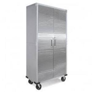 DESCRIPTION: (1) 2 DOOR STORAGE CABINET BRAND/MODEL: SEVILLE CLASSICS #UHD16236B INFORMATION: SILVER RETAIL$: $319.95 SIZE: 36X18X72 QTY: 1