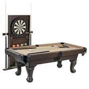 DESCRIPTION: (1) POOL TABLE, CUE RACK AND DART BOARD BRAND/MODEL: MD SPORTS #BLL090_017B INFORMATION: CLAW FOOT SIZE: 90" RETAIL$: $632.99 EA QTY: 1