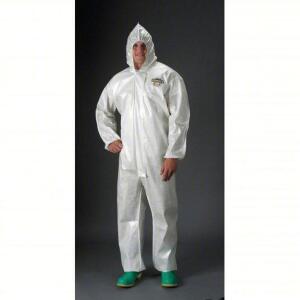 DESCRIPTION: (12) HOODED CHEMICAL RESISTANT COVERALLS BRAND/MODEL: LAKELAND #6EHP2 INFORMATION: ELASTIC WRIST, ELASTIC ANKLE, WHITE SIZE: MEDIUM RETAI