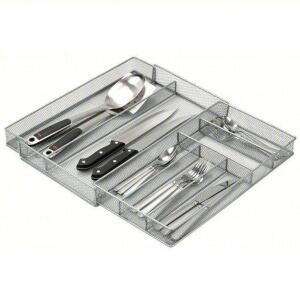 DESCRIPTION: (1) EXPANDABLE CUTLERY TRAY BRAND/MODEL: HONEY-CAN-DO #30XN06 INFORMATION: STEEL, WIRE, SILVER SIZE: 16 1/2 IN OVERALL LG, 11 1/2 IN OVER