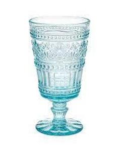 DESCRIPTION: (4) GLASS GOBLETS BRAND/MODEL: PIONEER WOMAN INFORMATION: TURQUOISE RETAIL$: $20.00 SIZE: 14.7 OZ QTY: 4