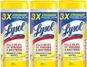 DESCRIPTION: (6) DISINFECTING WIPES BRAND/MODEL: LYSOL #81145 INFORMATION: LEMON AND LIME RETAIL$: $30.00 TOTAL SIZE: 7X8 QTY: 6