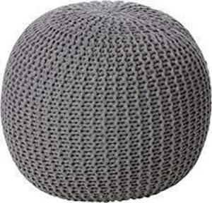 DESCRIPTION: (2) ROUND KNIT POUF HAND WOVEN COTTON BRAND/MODEL: URBAN SHOP INFORMATION: GRAY RETAIL$: $54.88 EA SIZE: 18X18X15 QTY: 2