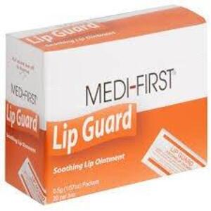 DESCRIPTION: (10) BOXES OF (20) SOOTHING LIP OINTMENT BRAND/MODEL: MEDI-FIRST #26671 RETAIL$: $16.99 EA QTY: 10