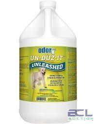 DESCRIPTION: (2) URINE ODOR AND STAIN ELIMINATOR BRAND/MODEL: ODOR X UN-DUZ-IT SIZE: 1 GALLON RETAIL$: $32.23 EA QTY: 2
