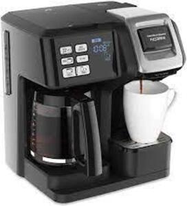 DESCRIPTION: (1) COFFEE MAKER BRAND/MODEL: HAMILTON BEACH FLEXBREW #49976 INFORMATION: BLACK RETAIL$: $114.99 SIZE: 12 CUP 13.81 x 14.43 x 15.31 QTY: