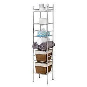 DESCRIPTION: (1) 6 TIER BATHROOM STORAGE SHELVING UNIT BRAND/MODEL: HONEY-CAN-DO RETAIL$: $25.00 SIZE: 12.6X11.02X59.84 QTY: 1