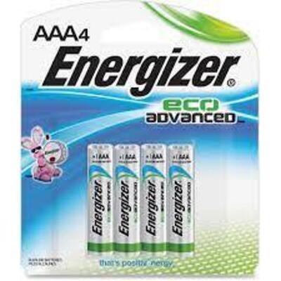 DESCRIPTION: (3) (4) PACK OF AAA BATTERY BRAND/MODEL: ENERGIZER ECO ADVANCED RETAIL$: $14.96 EA SIZE: 4 PACK QTY: 3