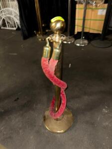 (5)- GOLD STATIONS W/ 6FT VELVET ROPES