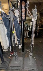 (2)- THREE LIGHT LAMP POSTS