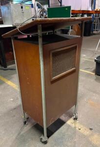 WOODEN PODIUM WITH BUILT IN SPEAKER