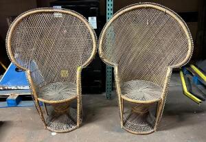 (2)- HIGH BACK WICKER CHAIRS