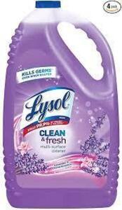 DESCRIPTION: (1) MULTI SURFACE CLEANER BRAND/MODEL: LYSOL CLEAN AND FRESH INFORMATION: LAVENDER SCENT RETAIL$: $12.00 SIZE: 144 OZ QTY: 1