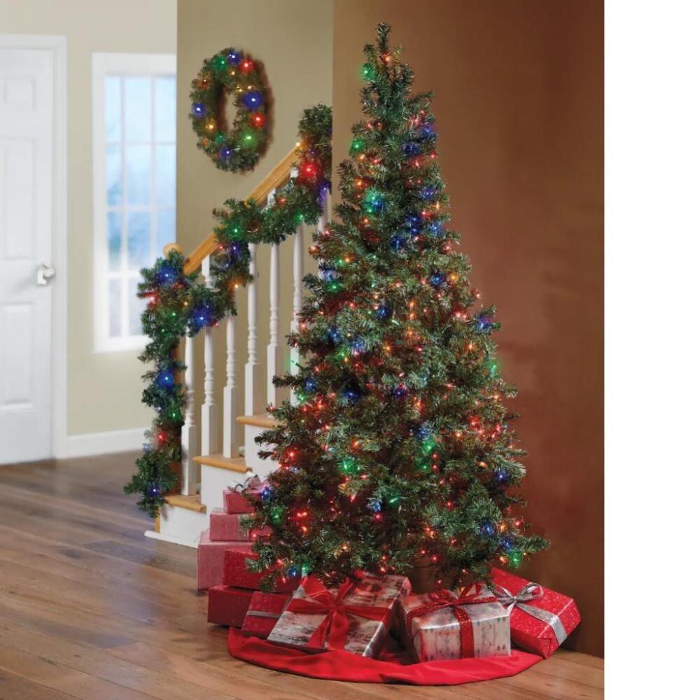Prelit ColorChanging Tree, Wreath and Garland Set
