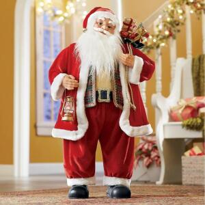 Animated Santa with Gift Bag and Lantern