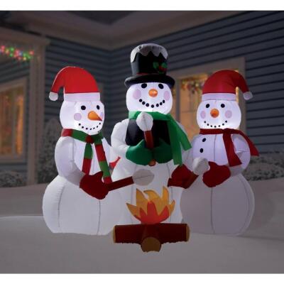 Lit Snowmen Campfire Trio Inflatable