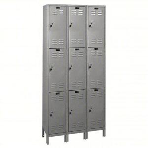 DESCRIPTION: (1) WARDROBE LOCKER BRAND/MODEL: HALLOWELL #4VFL6 INFORMATION: GRAY, LOUVERED, 3 TIERS, 3 UNITS WIDE SIZE: 36" X 12" X 78" RETAIL$: $836.
