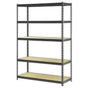 DESCRIPTION: (1) RIVETED SHELVING UNIT BRAND/MODEL: EDSAL #61622 INFORMATION: BLACK, 5 SHELF SIZE: 48" X 72" X 18" RETAIL$: $119.00 EA QTY: 1