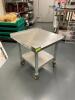 24" X 24" X 25" LOW BOY STAINLESS EQUIPMENT STAND W/ 1" BACK SPLASH. - 5