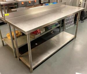 72" X 24" STAINLESS TABLE W/ 4" BACK SPLASH.