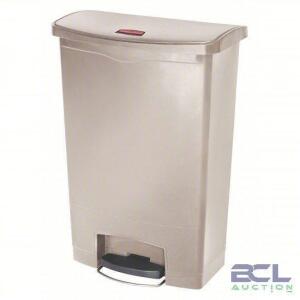 DESCRIPTION: (1) SLIM JIM STEP ON TRASH CAN BRAND/MODEL: RUBBERMAID #1883553 INFORMATION: GRAY SIZE: 25 GALLON RETAIL$: $85.00 EA QTY: 1