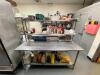 72" X 30" STAINLESS TABLE W/ TWO TIER RISER SHELF. - 2