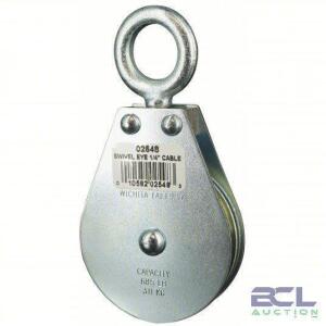 DESCRIPTION: (4) PULLEY BL BRAND/MODEL: PRODUCT NUMBER #4JX72 INFORMATION: SWIVEL, UPRIGHT MOUNT, 685 LB CAPACITY, WIRE ROPE RETAIL$: $25.57 EA QTY: 4