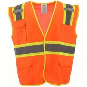 DESCRIPTION: (24) HIGH VIS SAFETY VEST BRAND/MODEL: CONDOR #53YN63 INFORMATION: ORANGE/RED SIZE: 5XL RETAIL$: $23.25 EA QTY: 24