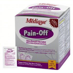 DESCRIPTION: (6) PACKS OF (250) INDIVIDUAL DOSES BACK PAIN RELIEF BRAND/MODEL: MEDIQUE #3NNU7 INFORMATION: ACETAMINOPHEN/ASPIRIN/CAFFEINE RETAIL$: $43