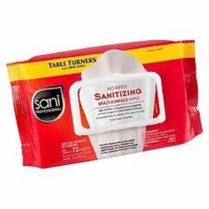 DESCRIPTION: (6) NO RINSE SANITIZING MULTI-SURFACE WIPES BRAND/MODEL: SANI PROFESSIONAL #61CU35 SIZE: 72 WIPES PER CONTAINER RETAIL$: $60.00 TOTAL QTY