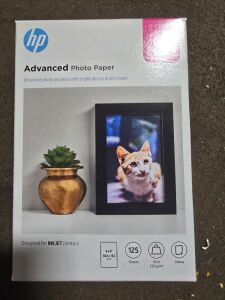 DESCRIPTION: (13) PACKS OF (125) SHEETS OF PHOTO PAPERBRAND/MODEL: HPSIZE: 4" X 6"RETAIL$: $20.00 EAQTY: 13