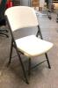 (12) LIFETIME WHITE PLASTIC FOLDING CHAIRS W/ METAL FRAMES.