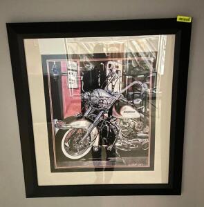 FRAMED WALL PICTURE, MOTORCYCLE