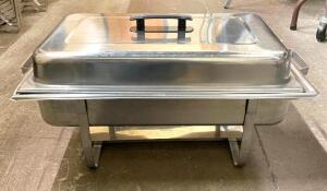 (3) FULL SIZE STAINLESS CHAFER SETS W/ LIDS.