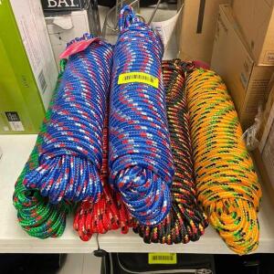 3/8 IN. X 100 FT. ASSORTED COLORS POLYPROPYLENE DIAMOND BRAID ROPE (6 PACK)