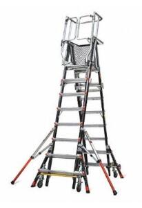 DESCRIPTION: (1) SAFETY CAGE PLATFORM LADDER BRAND/MODEL: LITTLE GIANT/185150240 INFORMATION: LOAD CAPACITY: 375 LB/RIBBED/WHEEL LIFT RETAIL$: 3,040.5