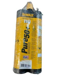 DESCRIPTION: (4) EPOXY ADHESIVE ANCHORING SYSTEM BRAND/MODEL: DEWALT/PURE 50+ INFORMATION: TEMP RANGE: 50 TO 104F/MIXING RATION: 1:1 RETAIL$: 38.69 EA