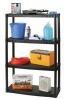 DESCRIPTION: (1) SHELVING UNIT BRAND/MODEL: PLANO MOLDING/93741 INFORMATION: BLACK/4-TIER RETAIL$: 33.99 SIZE: 34.25" X 14.5" X 55.25"H QTY: 1