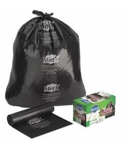 DESCRIPTION: (1) PACK OF (150) REPELLENT TRASH BAG BRAND/MODEL: MINT-X/MX3860HD-B22 INFORMATION: BLACK/MINT/MAX LOAD: 50 LBS RETAIL$: 54.02 PER PK OF