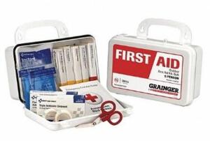 DESCRIPTION: (3) FIRST AID KIT BRAND/MODEL: GRAINGER/59290 INFORMATION: WHITE/PEOPLE SERVED: 1-10/66-COMPONENTS RETAIL$: 22.44 EACH SIZE: 5"H X 3"W X