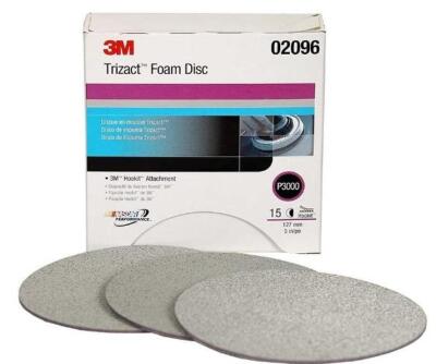 DESCRIPTION: (4) PACKS OF (15) FOAM DISC BRAND/MODEL: 3M/02096 INFORMATION: GRAY/GRADE: P1200-P1500 RETAIL$: 64.29 PER PK OF 15 SIZE: 5"DISC DIA QTY: