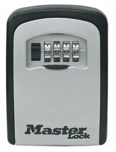 DESCRIPTION: (1) LOCK BOX BRAND/MODEL: MASTER LOCK/5401D INFORMATION: 5 KEY CAPACITY/BLACK & GRAY RETAIL$: 43.17 SIZE: 4-1/2"H X 3-7/16"W X 1-3/8"D QT