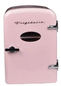 DESCRIPTION: (1) RETRO MINI FRIDGE BRAND/MODEL: FRIGIDAIRE #584569177 INFORMATION: PINK RETAIL$: $31.18 EA SIZE: 0.6 CU FT QTY: 1