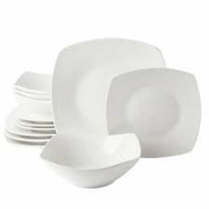 DESCRIPTION: (1) DINNERWARE SET BRAND/MODEL: GIBSON HOME #118505.12R INFORMATION: WHITE RETAIL$: $30.00 SIZE: 16 PIECE QTY: 1